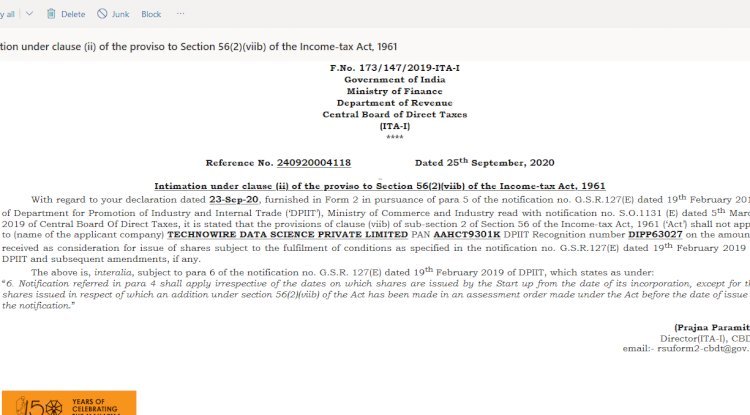 Intimation Under Clause Ii Of The Proviso To Section 562viib Of The Income Tax Act 1961 4724